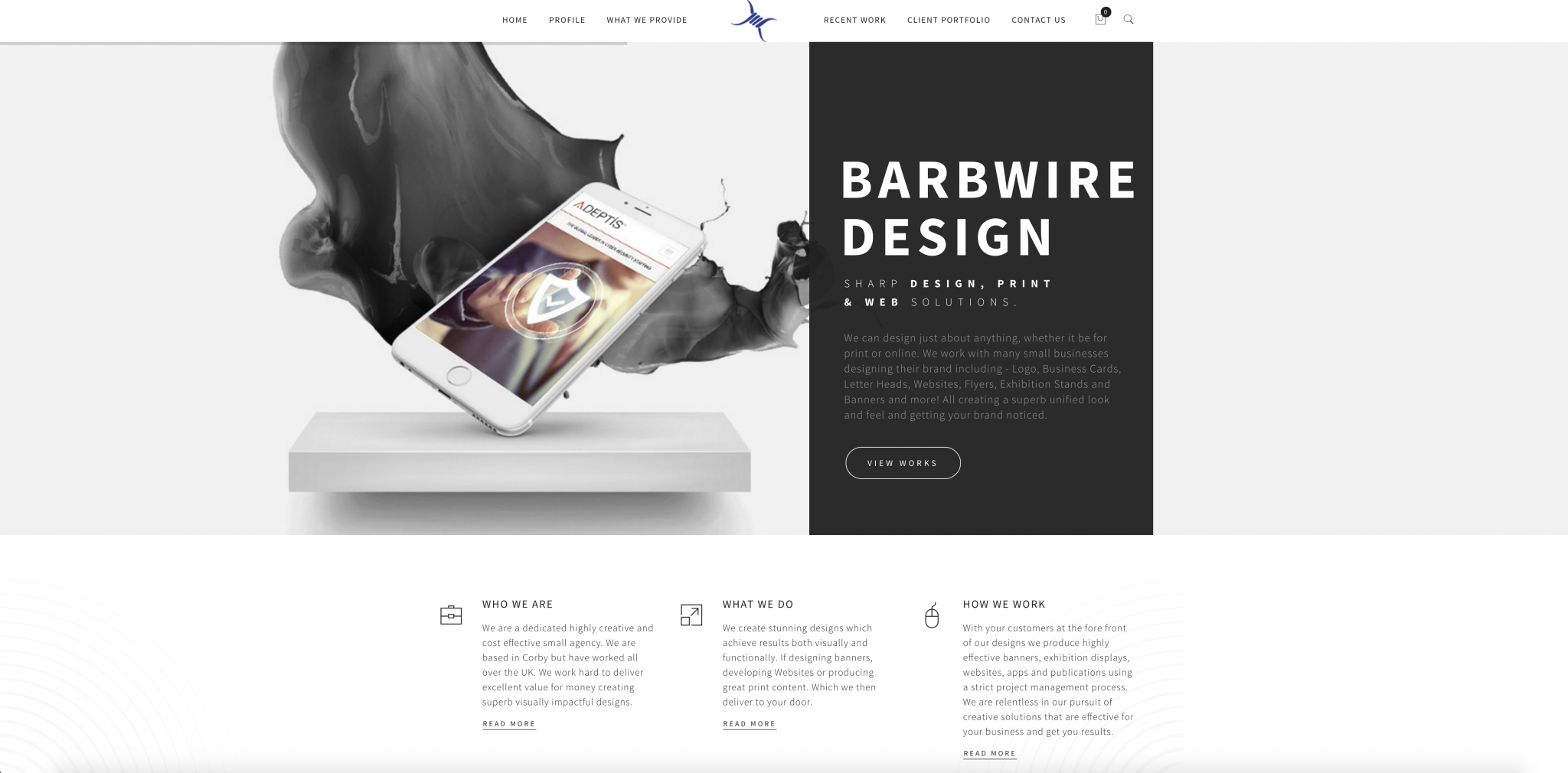 Barbwire Design Homepage Above The Fold